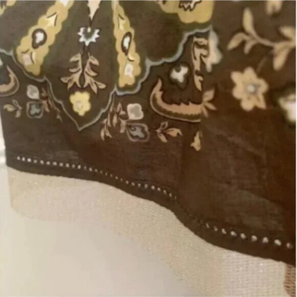 Talbots Paisley Pleated Full Skirt Brown and Tan Size 6P - Picture 4 of 5